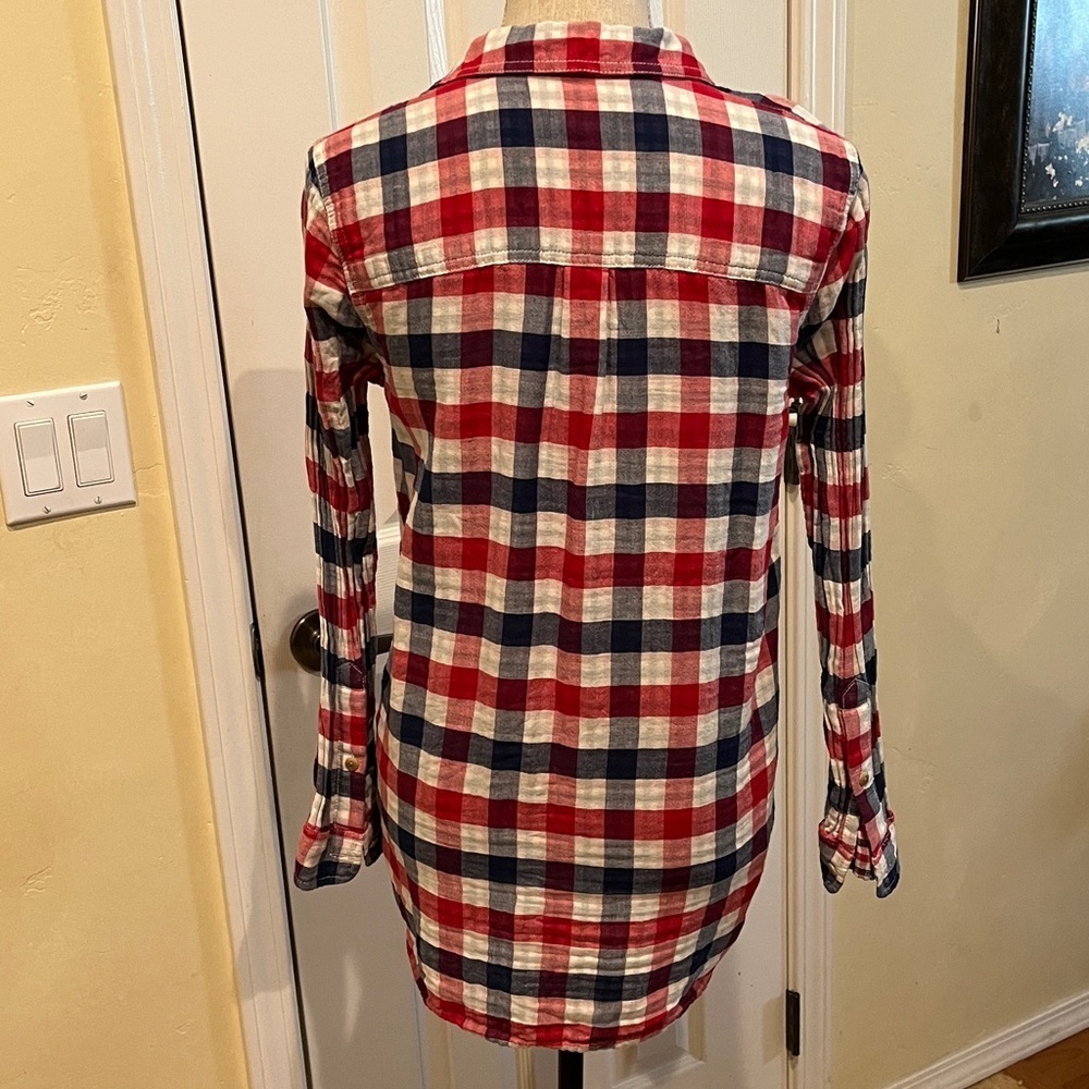 Madewell Checkered Button-Down Shirt - Red, Blue, White - Picture 4 of 6